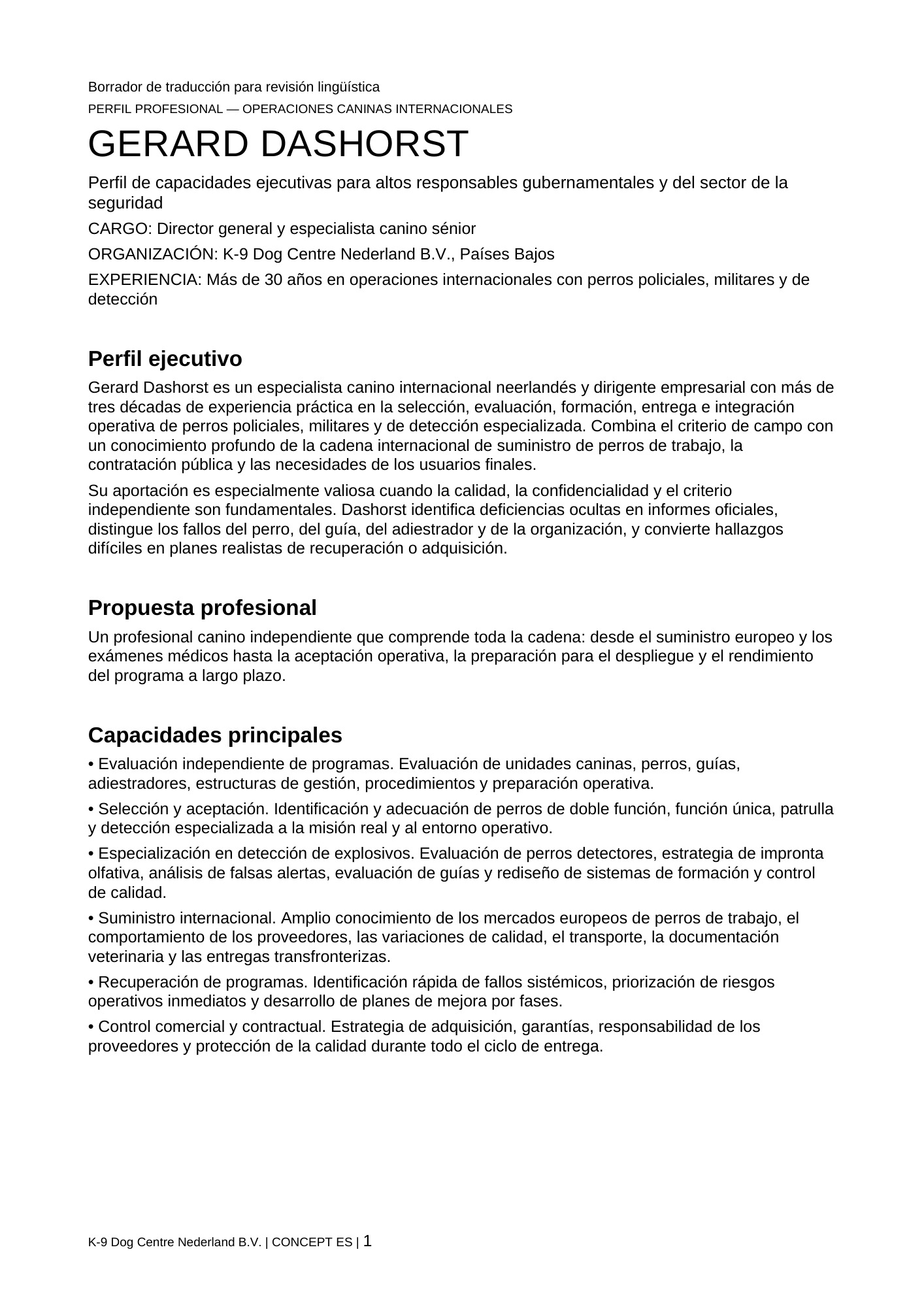 Perfil profesional, página 1 de 3