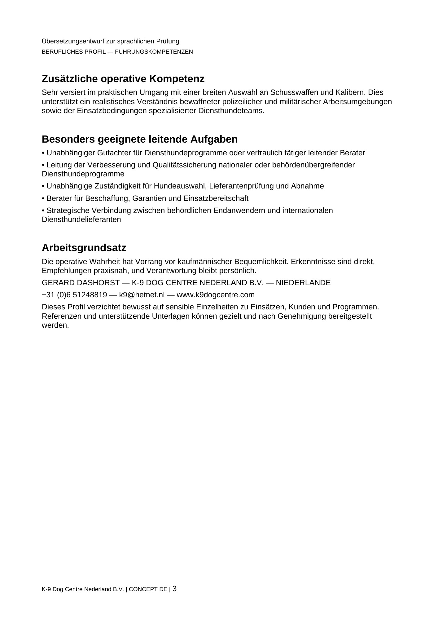 Berufliches Profil, Seite 3 von 3