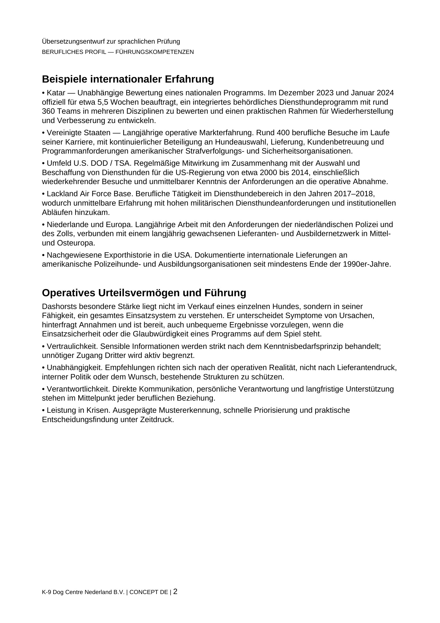Berufliches Profil, Seite 2 von 3