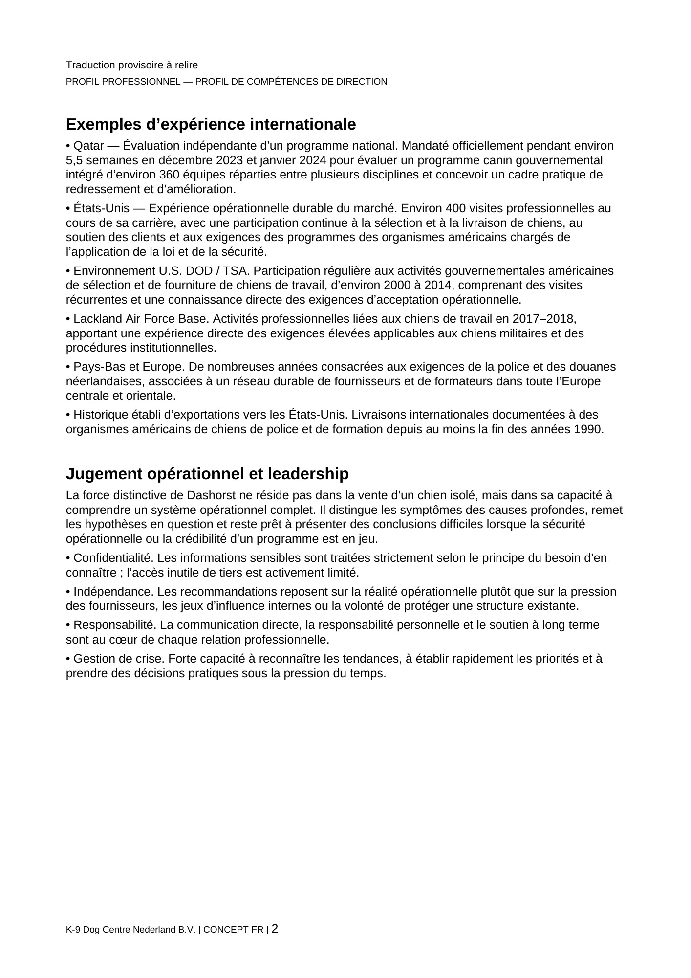 Profil professionnel, page 2 sur 3